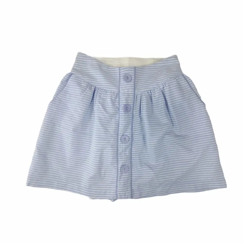 Blue and White Stripe Flare Mini Skirt